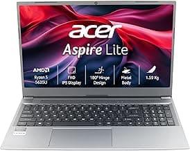 Acer SmartChoice Aspire Lite, AMD Ryzen 5-5625U Processor, 16 GB/512 GB, Full HD, 15.6"/39.62 cm, Windows 11 Home, Steel Gray, 1.59 kg, AL15-41, Metal Body, Thin and Light Laptop