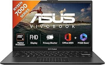 ASUS Vivobook Go 14, AMD Ryzen 5 7520U, 16GB RAM, 512GB SSD, FHD, 14", 60Hz,42WHrs, Windows 11, M365 Basic (1Year)*, Office Home 2024, Mixed Black, 1.38 kg, E1404FA-EB774WS, Thin & Light Laptop