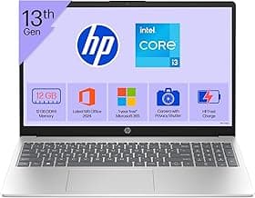 HP 15, 13th Gen Intel Core i3-1315U (12GB DDR4, 512GB SSD) FHD, Anti-Glare, Micro-Edge, 15.6''/39.6cm, Win11, M365 Basic(1yr)* Office24, Silver, 1.59kg, fd0573TU, FHD Camera w/Shutter Laptop