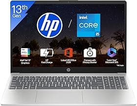 HP 15, 13th Gen Intel Core i5-1335U (16GB DDR4,512GB SSD) FHD, Anti-Glare,Micro-Edge, 15.6''/39.6cm, Win11, M365(1yr)* Office24, Silver,1.59kg, fd0467tu, Iris Xe, FHD Camera w/Shutter, Backlit Laptop