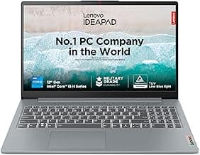 Lenovo IdeaPad Slim 3, 12th Gen Intel Core i5-12450H (16GB LPDDR5, 512GB SSD), Anti-glare, FHD 15.6"(39.6cm), Win 11, Office Home 2024, Arctic Grey, 1.62Kg, 83ER00MDIN, Thin & Light, Backlit KB Laptop